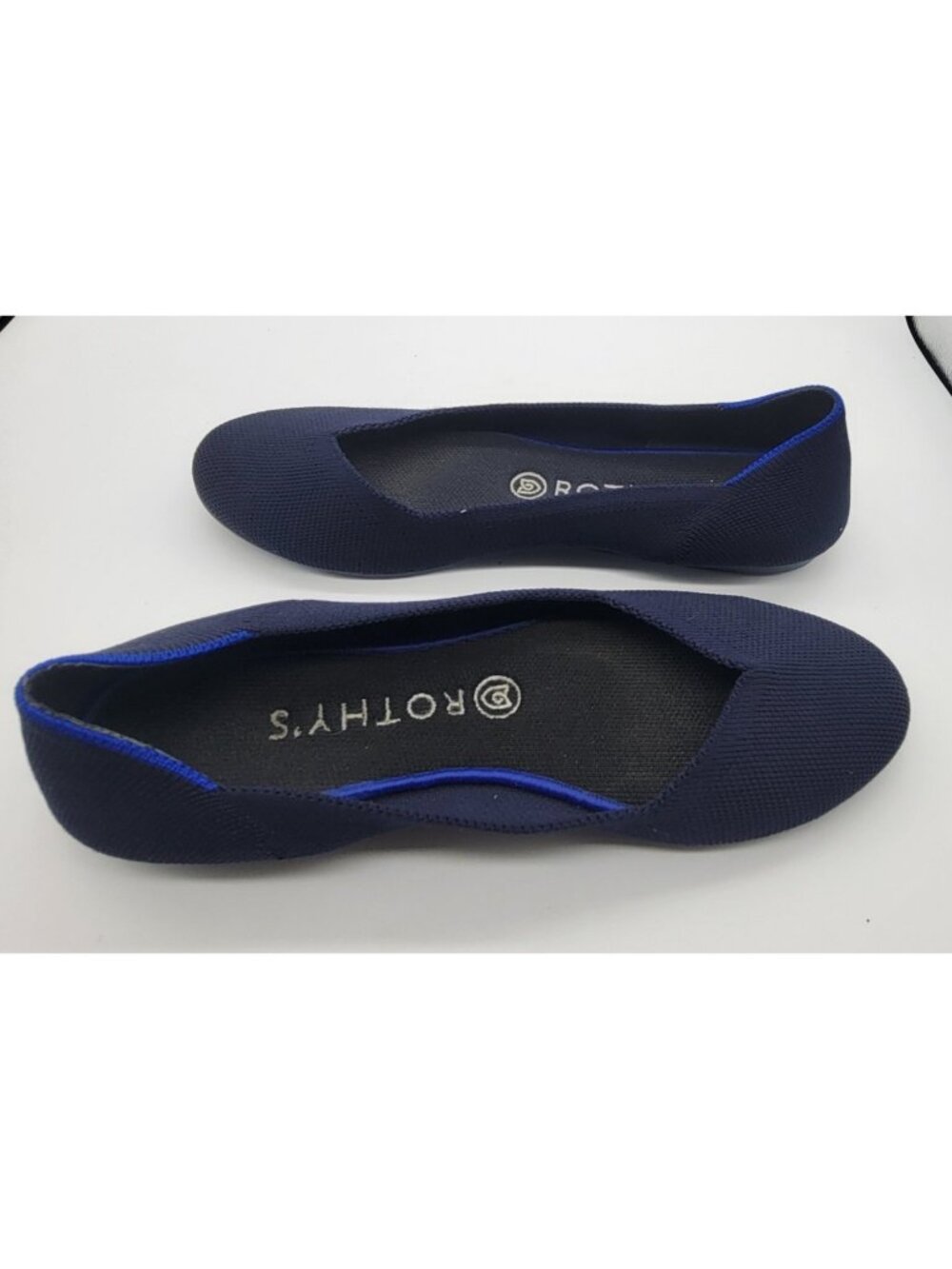 ROTHY'S Size 8.5 Blue Knit Round Toe V Cut Ballet Flats Shoes - Picture 4 of 6